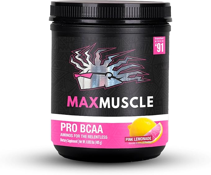 Max Muscle Pro BCAA, Aminos for The Relentless, 7G BCAA, Post Workout Muscle Recovery (Pink Lemonade)