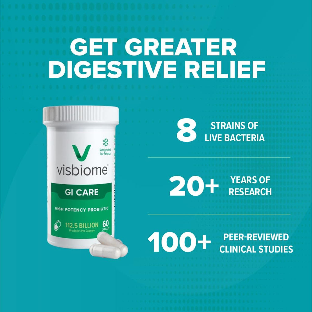 Visbiome® GI Care - High Potency Probiotic - 112.5 Billion CFU Live Probiotics, Original De Simone Formulation, Made in USA, 240 Capsules.