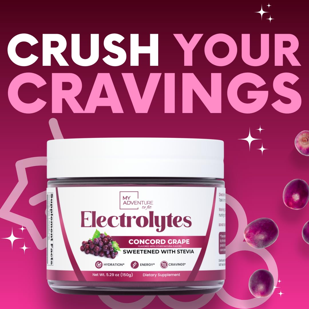 Zero Sugar - Concord Grape Electrolytes Powder - Very Refreshing Hydration - Caffeine Free Energy with All Natural Ingredients - Vegan, Keto & Paleo - Sugar Free Electrolytes Drink Mix - 30 Servings