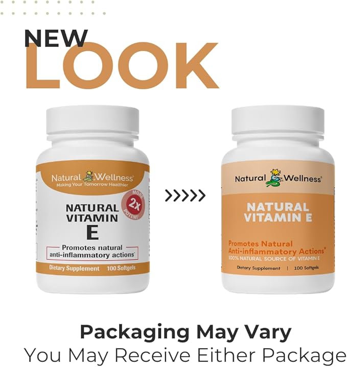 Natural Wellness Vitamin E 400 IU – Mixed Tocopherols Softgels for Antioxidant Support, Heart & Immune Health – Non-GMO Vitamin E Capsules for Skin & Wellness – 100 Count