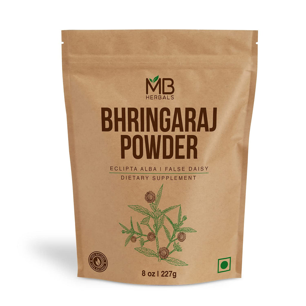 MB Herbals Pure Bhringraj Powder 227g | 8 oz | 0.5 LB | Bhringaraj | 100% Pure Eclipta alba Powder | Hair Care