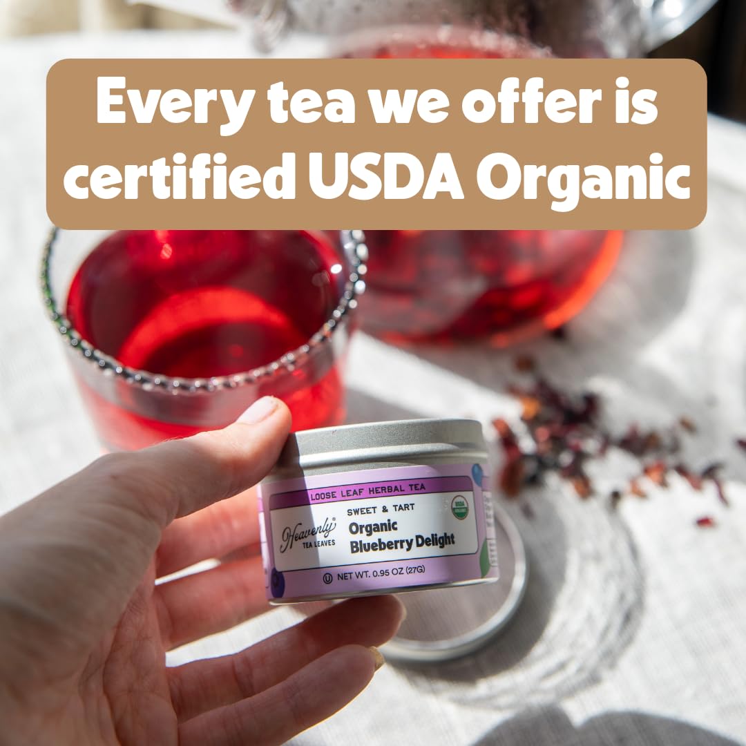 Heavenly Tea Leaves Organic Wellness Tea Sampler (Approx. 90 Cups of Tea), 9 Assorted Loose Leaf Teas & Herbal Tisanes - Great Hot or Iced, High & No Caffeine Teas, Gift Ideas for Her