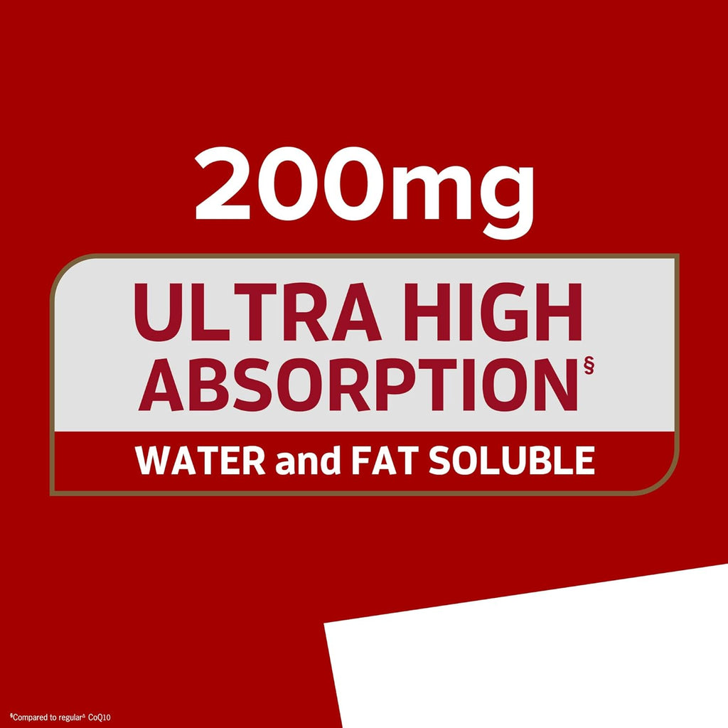 Qunol CoQ10 200mg Softgels, Ultra CoQ10 - Ultra High Absorption Coenzyme Q10 Supplements - Antioxidant Supplement for Vascular and Heart Health & Energy Production, 90 Count