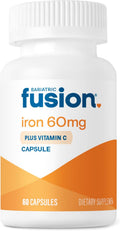 Bariatric Fusion Iron Supplement 60mg with Vitamin C | Easy to Swallow Capsule | Ferrous Fumarate Vitamins for Women and Men | Gluten, Dairy and Soy Free | Non-GMO | 60 Count