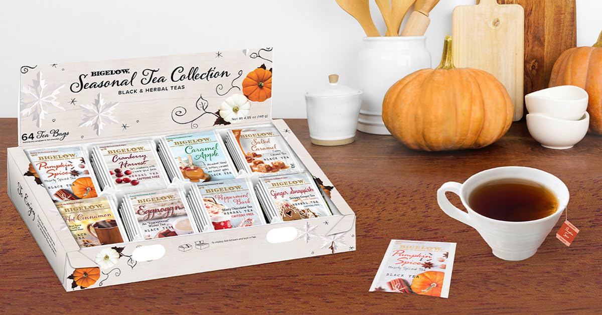 Bigelow Tea Seasonal Collection, Variety Gift Box Sampler, 64 Tea Bags, (Pack of 2)