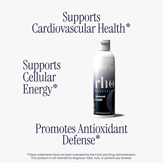 Rho Nutrition Liposomal CoQ10 – High-Absorption Liquid Coenzyme Q10 for Heart Health, Cellular Energy & Antioxidant Support – Supports Healthy Aging – Vegan, Sugar-Free, Non-GMO – 6 fl oz, 30 Servings
