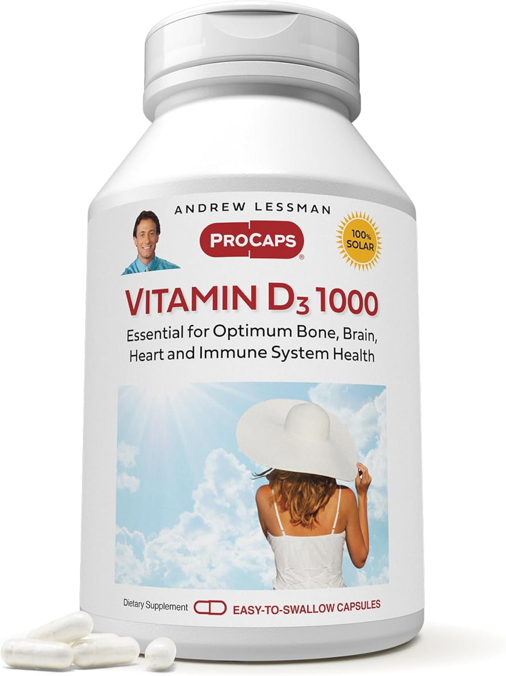 ANDREW LESSMAN Vitamin D3 1000 IU 720 Capsules - High Potency, Essential for Calcium Absorption, Supports Bone Health, Healthy Muscle Function, Immune System, More. Small Easy to Swallow Capsules