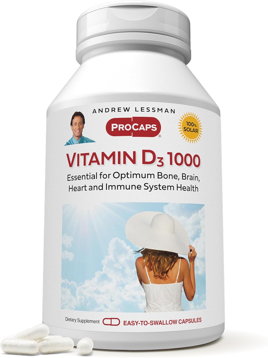 ANDREW LESSMAN Vitamin D3 1000 IU 720 Capsules - High Potency, Essential for Calcium Absorption, Supports Bone Health, Healthy Muscle Function, Immune System, More. Small Easy to Swallow Capsules