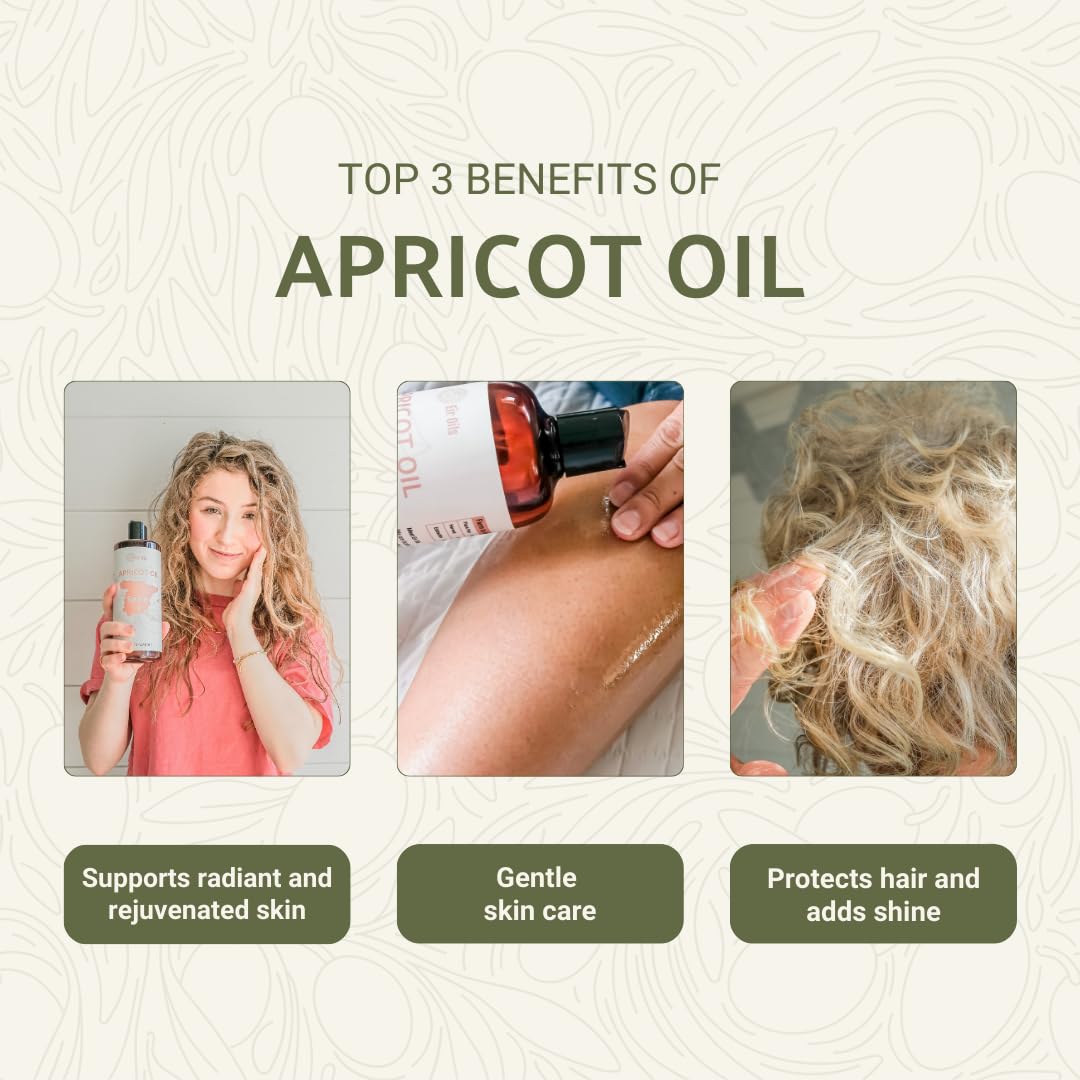 Apricot Kernel Oil - Direct from Spain and Turkey - 100% Pure Carrier Oil for Hair, Face, and Skin - Cold-Pressed Carrier Oils (1 Gallon)