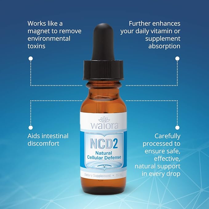 NCD2 Liquid Mineral Supplement, Advanced Cellular Support Formula, Daily Digestive & Detox, Immune, pH Balance, Cleansing; Easy-to-Use Drops (One .5 oz Bottle, 90 serv.) by Waiora