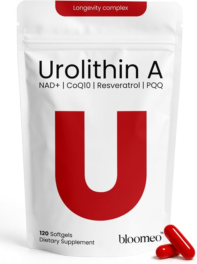 Urolithin A Supplement with NAD, Resveratrol, CoQ10, PQQ – 5-in-1 Longevity Complex to Support Healthy Aging, Mitochondrial Energy, Cellular Renewal, Cognitive Function, Muscle Health – 2 Month Supply