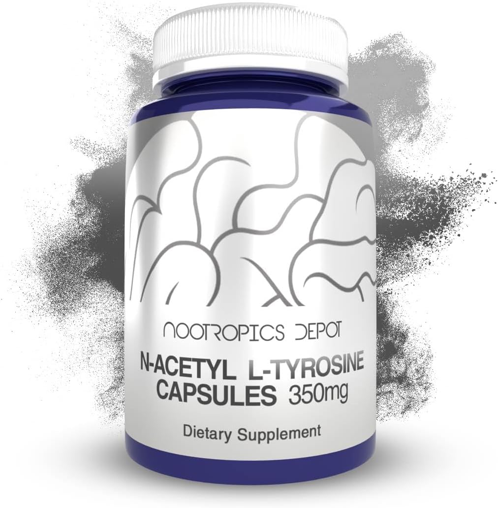 Nootropics Depot N-Acetyl L-Tyrosine Capsules | 350mg | 240 Count | NALT | Amino Acid Supplement | Natural Supplement | Supports Memory, Learning, Focus, Healthy Stress Levels