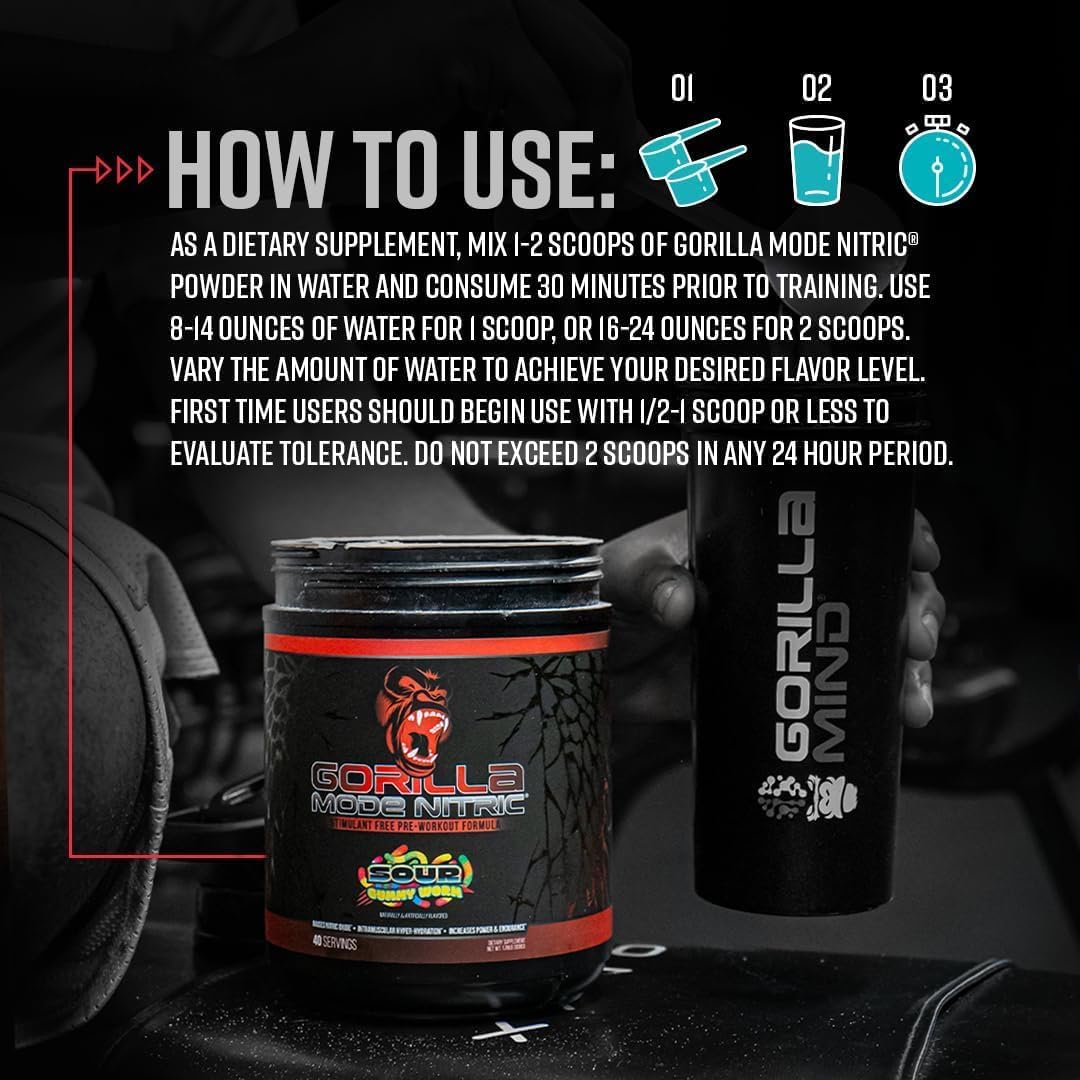 Gorilla Mode Nitric Upgraded Stimulant Free Pre-Workout – Best Tasting and Most Effective Stimulant Free Pre-Workout/Massive Pumps · Vasodilation · Power / 772 Grams (Orange Rush)