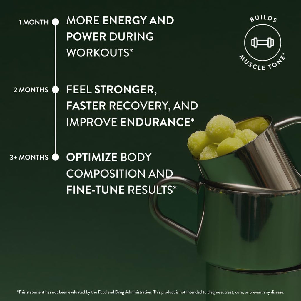 Arrae Tone Gummies – Creatine Monohydrate 5g for Women – Support Lean Muscle, Strength & Recovery – Hormone-Friendly Muscle Toning Supplement – Sour Green Apple Flavor – 60 Count (Sour Green Apple)