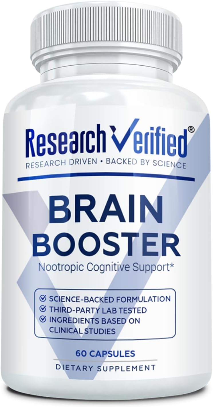 Brain Booster - Nootropic Supplement to Enhance Cognitive Function - 60 Vegan Friendly Capsules - 1 Bottle