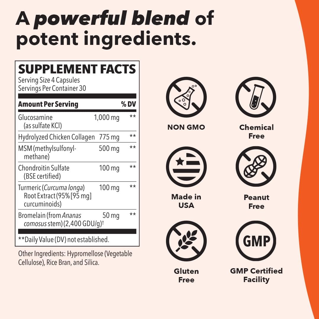 LifeSeasons Mobili-T - Joint Support Supplement - Reduce Inflammation & Aches - Increase Range of Motion - Rebuild Tissue & Cartilage - MSM Chondroitin Collagen Glucosamine & Turmeric - 120 Capsules