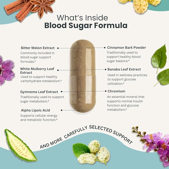 Blood Sugar Formula (3 Pack) Metabolic Support with Cinnamon, Banaba, Bitter Melon, Guggul, Licorice, Gymnema, Juniper, Alpha Lipoic Acid & Chromium | Made in USA, GMP Certified