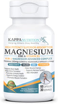 Kappa Nutrition Magnesium 4-in-1, 280mg Elemental Magnesium (Bisglycinate, Malate) + Zinc & Vitamin D3, Brain, Sleep, Energy, Muscle, Immune Support, 60 Vegan Capsules.