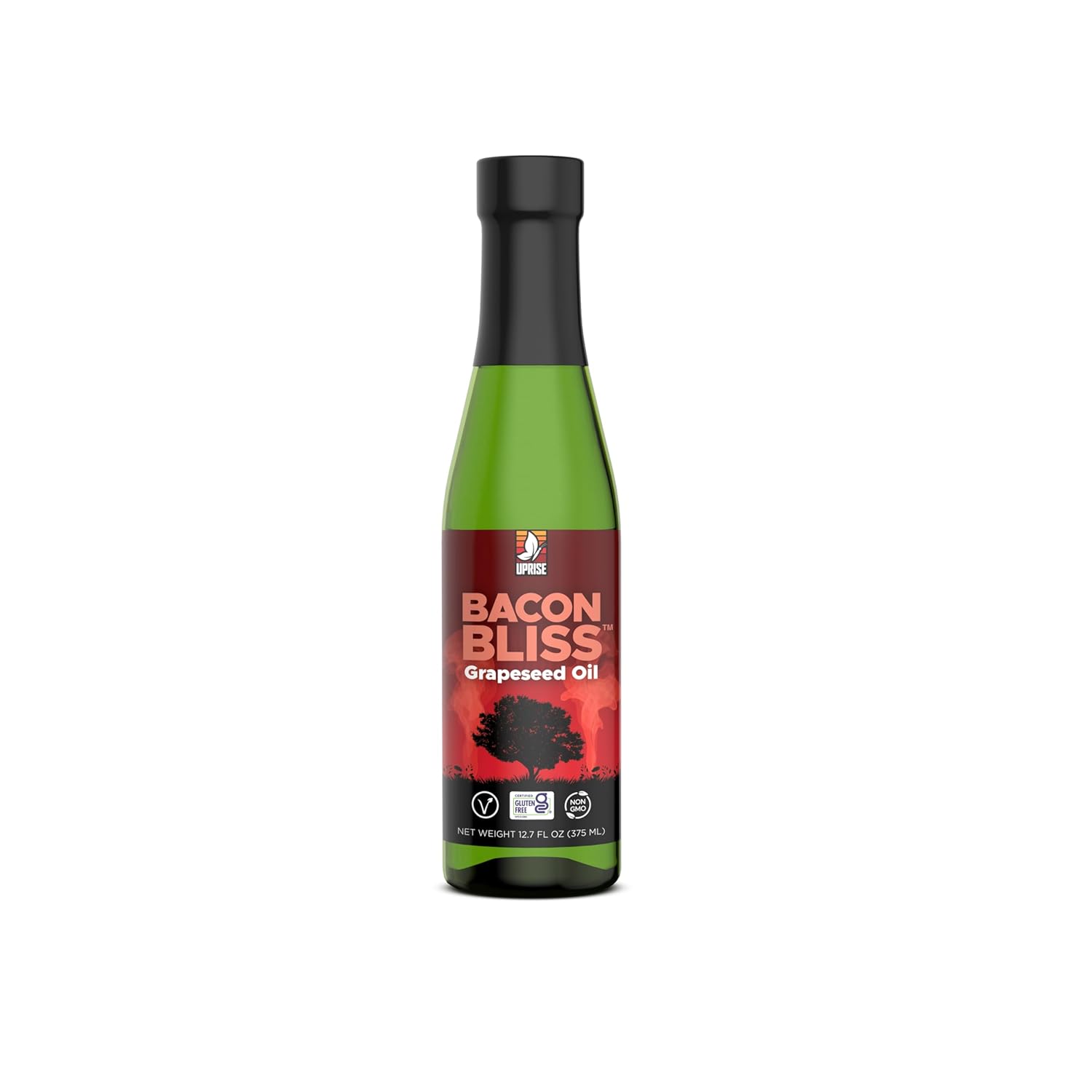 Bacon Bliss Grapeseed Oil – 12.7 oz Glass Bottle | Bacon Flavored Cooking Oil for Popcorn, Vegetables, and Pasta | Plant-Based Alternative with High Smoke Point | Organic, Gluten-Free, Vegan