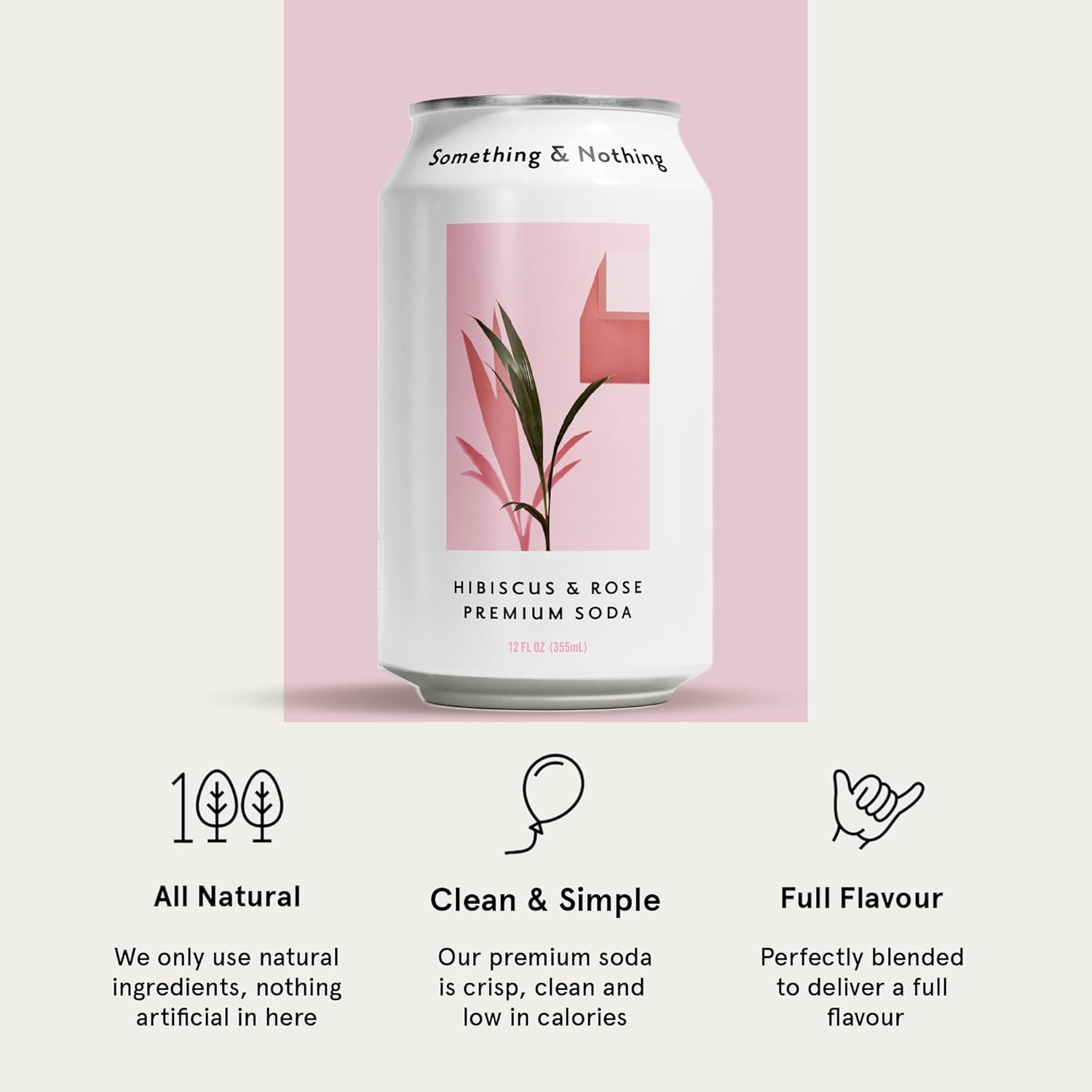 Something & Nothing Hibiscus & Rose Flavoured Sparkling Water | Lightly Carbonated, Full Flavoured with Added Grape & Lemon Juice | Vegan & Low Calorie Soda | 12 Fl Oz Cans (Pack of 12)