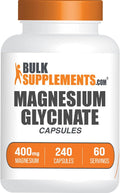 BulkSupplements.com Magnesiumglycinate Capsules - Magnesium Supplement, Highly Absorbed Form - Gluten Free, 4 Capsules per Serving (400mg), 240 Count (Pack of 1)