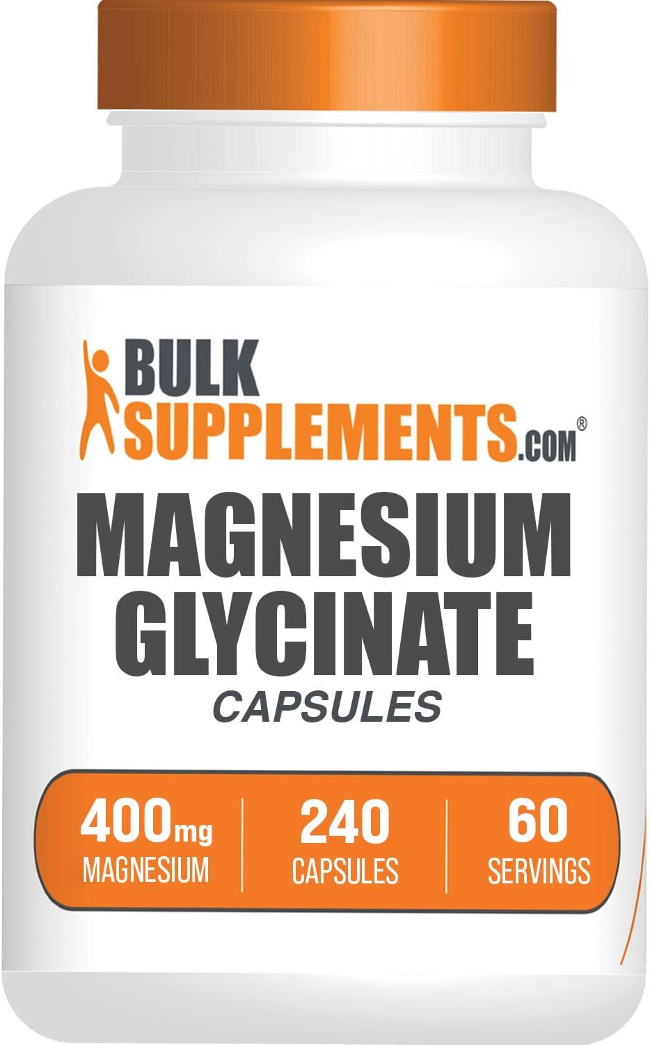 BulkSupplements.com Magnesiumglycinate Capsules - Magnesium Supplement, Highly Absorbed Form - Gluten Free, 4 Capsules per Serving (400mg), 240 Count (Pack of 1)