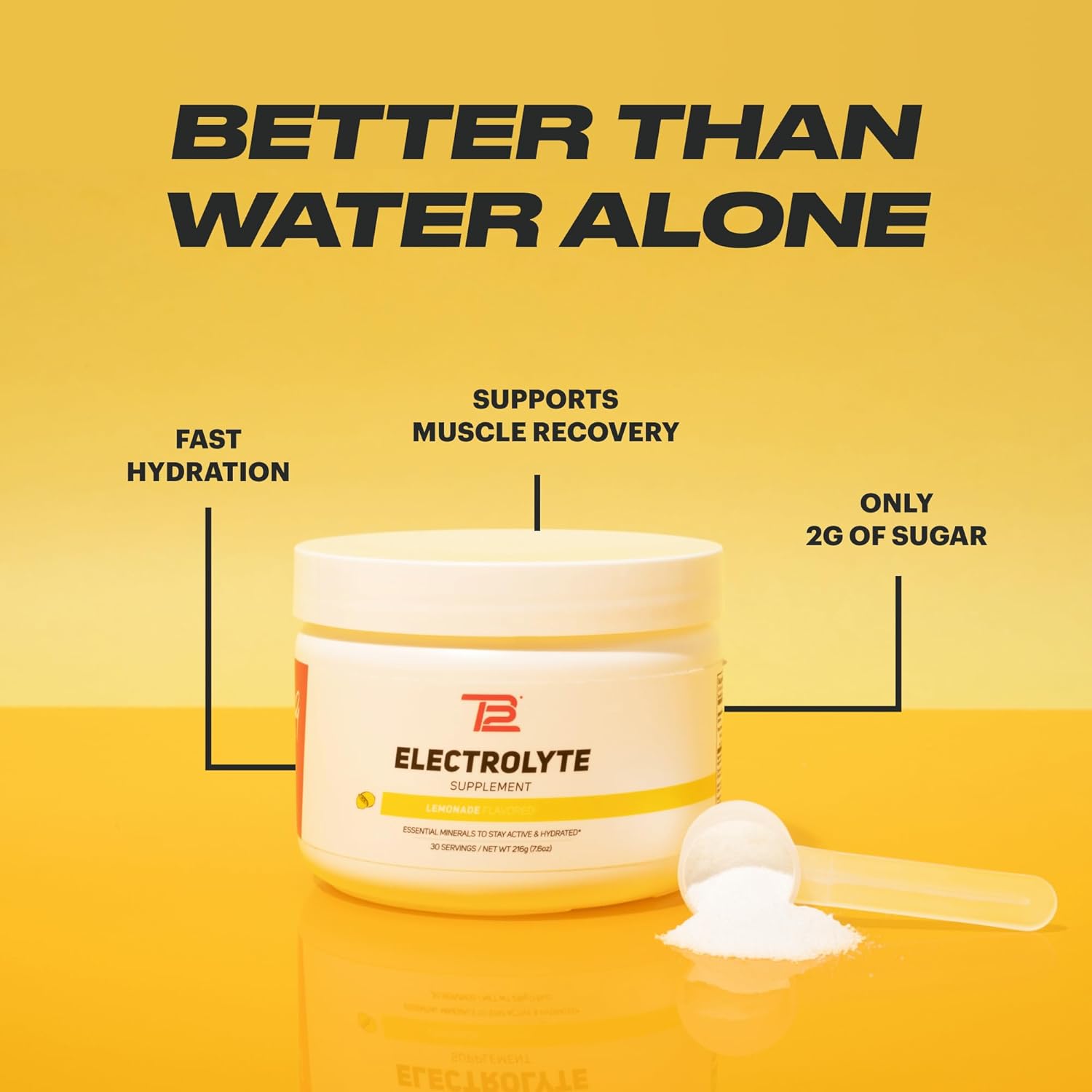 TB12 Electrolyte Powder Lemonade – Mineral-Rich Electrolyte Powder for Fast Hydration by Tom Brady - Natural, Low Sugar, Vegan, Gluten-Free, Easy to Mix - 30 Servings (1 Jar)