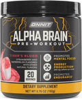 ONNIT Alpha Brain Pre-Workout Powder, Tiger's Blood Flavor, Pre-Workout Supplement for Women and Men, Dietary Supplement, 20 Servings per Tub 6.76 oz