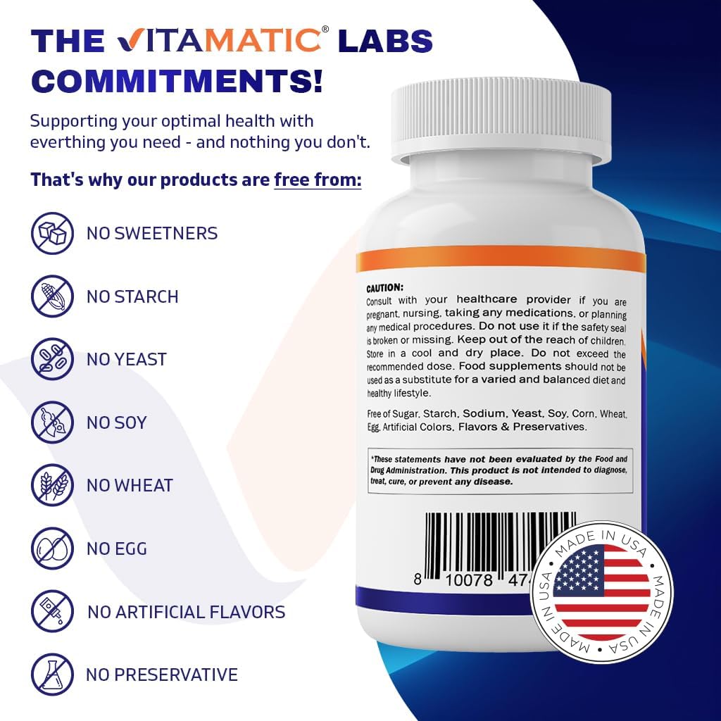 Vitamatic ADK Vitamin Supplement, 180 Veg Capsules, High Potency Vitamins A, D3, K2 for Bone Health, Calcium Absorption, Non-GMO, Gluten Free