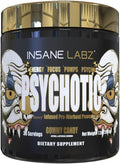 Insane Labz Psychotic Gold, High Stimulant Pre Workout Powder, Extreme Lasting Energy Focus, Pumps and Endurance with Beta Alanine, DMAE Bitartrate, NO Booster (35 Servings, Gummy Candy)