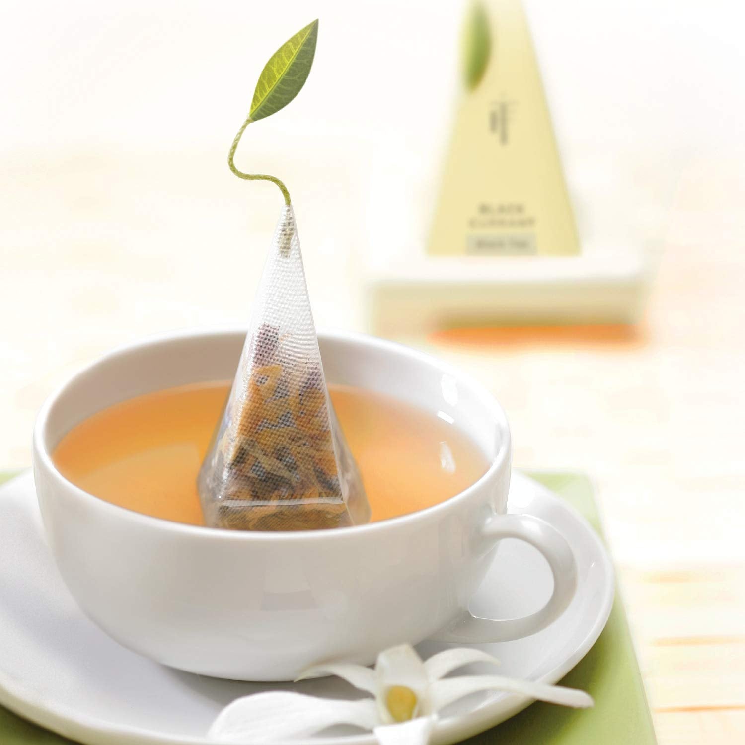 Tea Forte Lotus Petite Presentation Box Tea Gift Set Sampler, 10 Assorted Variety Handcrafted Pyramid Infuser Bags, Black, Green, Oolong, White, Herbal Blends