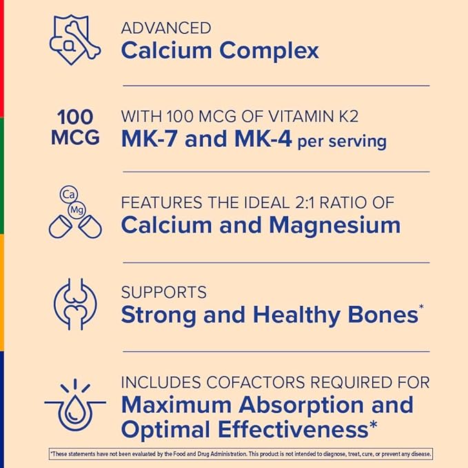Stop Aging Now - Calcium Complex Supplement - 120 Capsules - BoneTrex with Magnesium, Vitamin D, Vitamin K2 and Boron