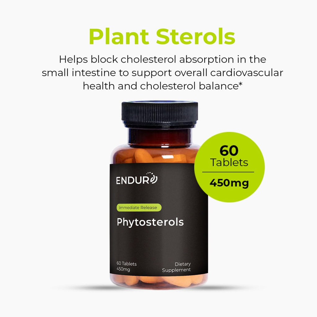 Endur Phytosterols, Promotes Heart & Prostate Health for Men, Helps Block Cholesterol Absorption & Support Urinary Comfort, 450mg (60 Tablets)