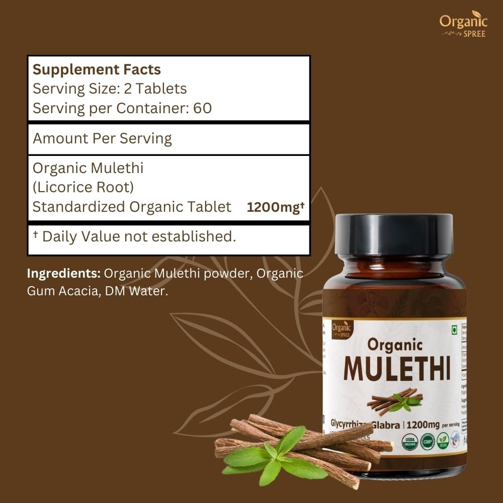 Mulethi 120 Tablets – USDA Organic Licorice Root – Supports Digestive Health & Immunity*