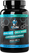 eFlow Nutrition Shilajit Capsules, Ashwagandha, Sea Moss [All-in-1] Trace Minerals, Fulvic Acid, Lab Tested Pure Himalayan Shilajit for Men & Women | Energy, Vitality & Hormonal Support (60 Capsules)