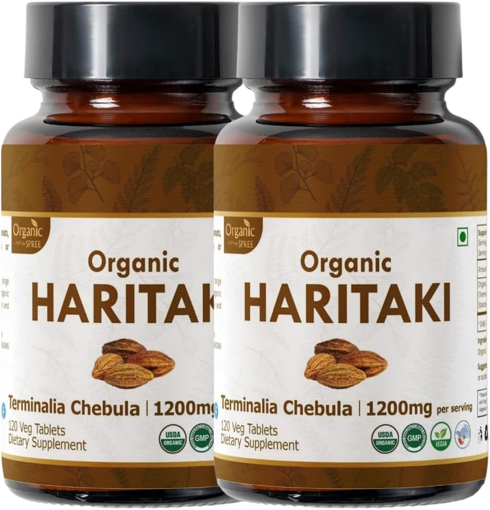 Haritaki 120 Tablets – USDA Organic Terminalia Chebula – Supports Digestion & Detoxification* - Pack of 2