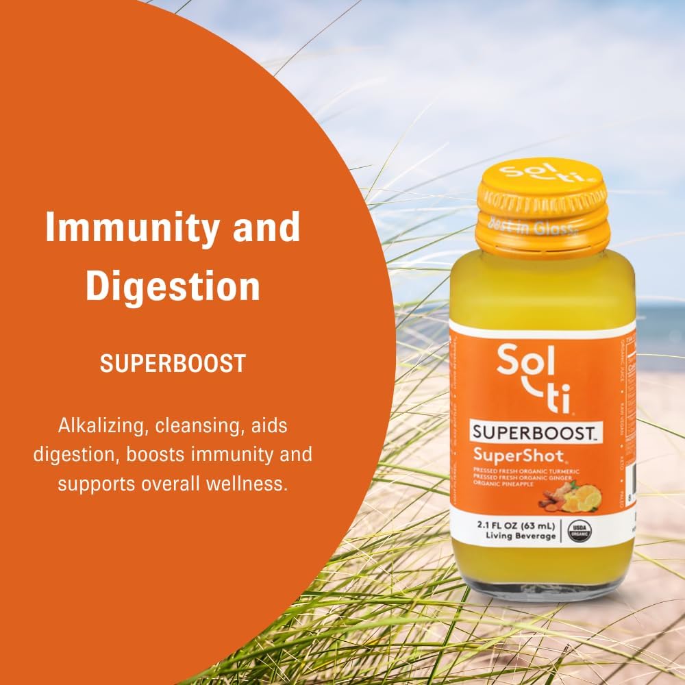 Sol-ti SUPERBOOST SuperShot, Vegan Friendly, Kosher, Keto & Paleo Friendly, USDA Certified Organic, 2.1 Fluid Ounce (Pack of 12)