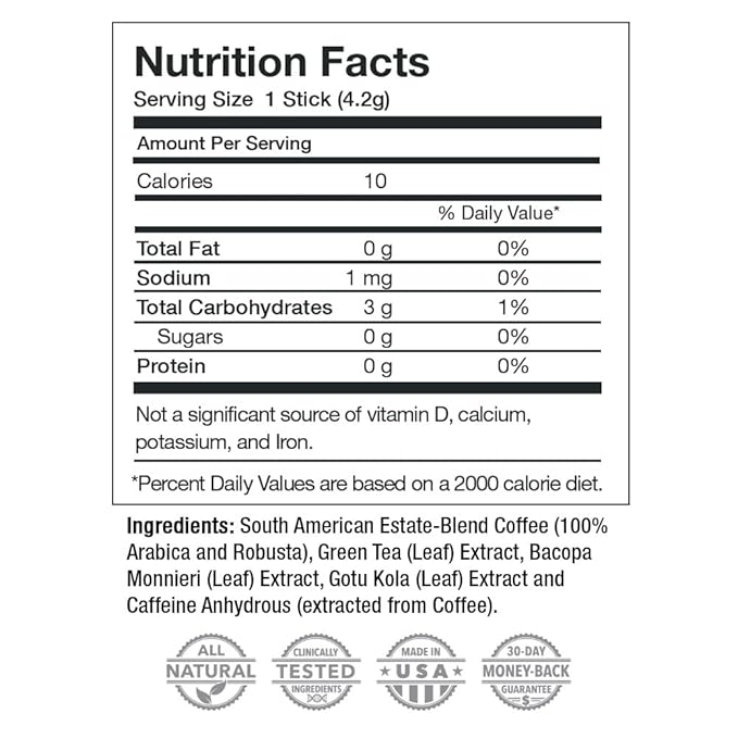 Energy + Focus Instant Coffee by Javita – Premium Arabica with Adaptogens – Clean Energy & Mental Clarity Support – Convenient Functional Coffee Medium Roast Coffee Mix (1 box/24 serv.)