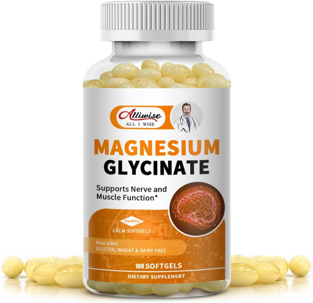 Magnesium Supplement Softgels, Easy Absorption Magnesium Glycinate 400mg with Vitamin B6,D3, High Bioavailability Magnesium for Sleep & Calm Support, Nervous, Muscle & Bone Health,180count