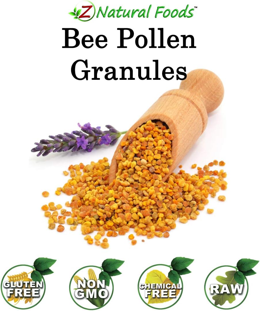 Z Natural Foods Spanish Bee Pollen Granules - Pure & Raw Pollen Granule, Product of Spain - Nutrient-Dense for Energy & Immune Support - Aromatic Sweet Flavor, Sprinkle on Salads & Smoothies, 1lb