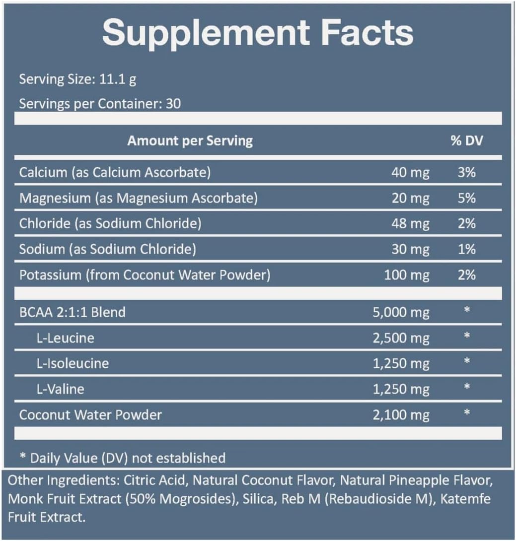 Rookie Wellness Recovery BCAA - Electrolyte and BCAA Powder with 5 g of Branched Chain Amino Acids for Muscle Recovery, Electrolytes for Hydration, & Only 10 Calories (30 Servings, Watermelon Lime)