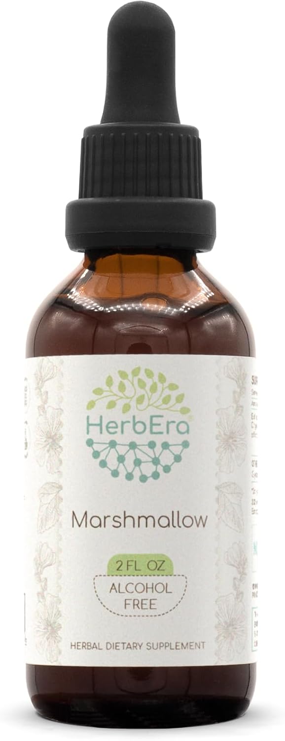 Marshmallow B60 Alcohol-Free Herbal Extract Tincture, Concentrated Liquid Drops Natural Marshmallow (Althaea Officinalis) (2 fl oz)