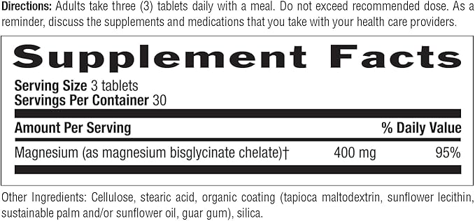 Country Life Chelated Magnesium Glycinate 400mg – High Absorption Magnesium for Calm, Muscle Relaxation, Energy & Bone Support – Certified Gluten-Free, Vegan, Kosher, Non-GMO – 90 Tablets