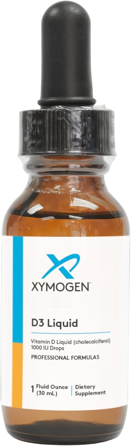 XYMOGEN D3 Liquid - Liquid Vitamin D Drops with Vitamin D3 to Support Immune Health, Bone + Heart Health - 1000 IU VIT D per Drop - Micro-Emulsified for Enhanced Absorption (1 fl oz)