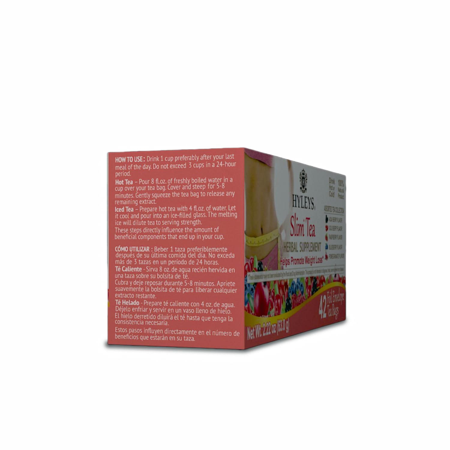 Hyleys Slim Tea 42 Ct Assorted - Weight Loss Herbal Supplement Cleanse and Detox - 42 Tea Bags (1 Pack)