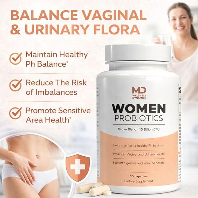– Women’s Probiotics – Vaginal Urinary Digestive Gut Balance Skin Support Daily Probiotic Supplement Vegan Capsules – 30 Count