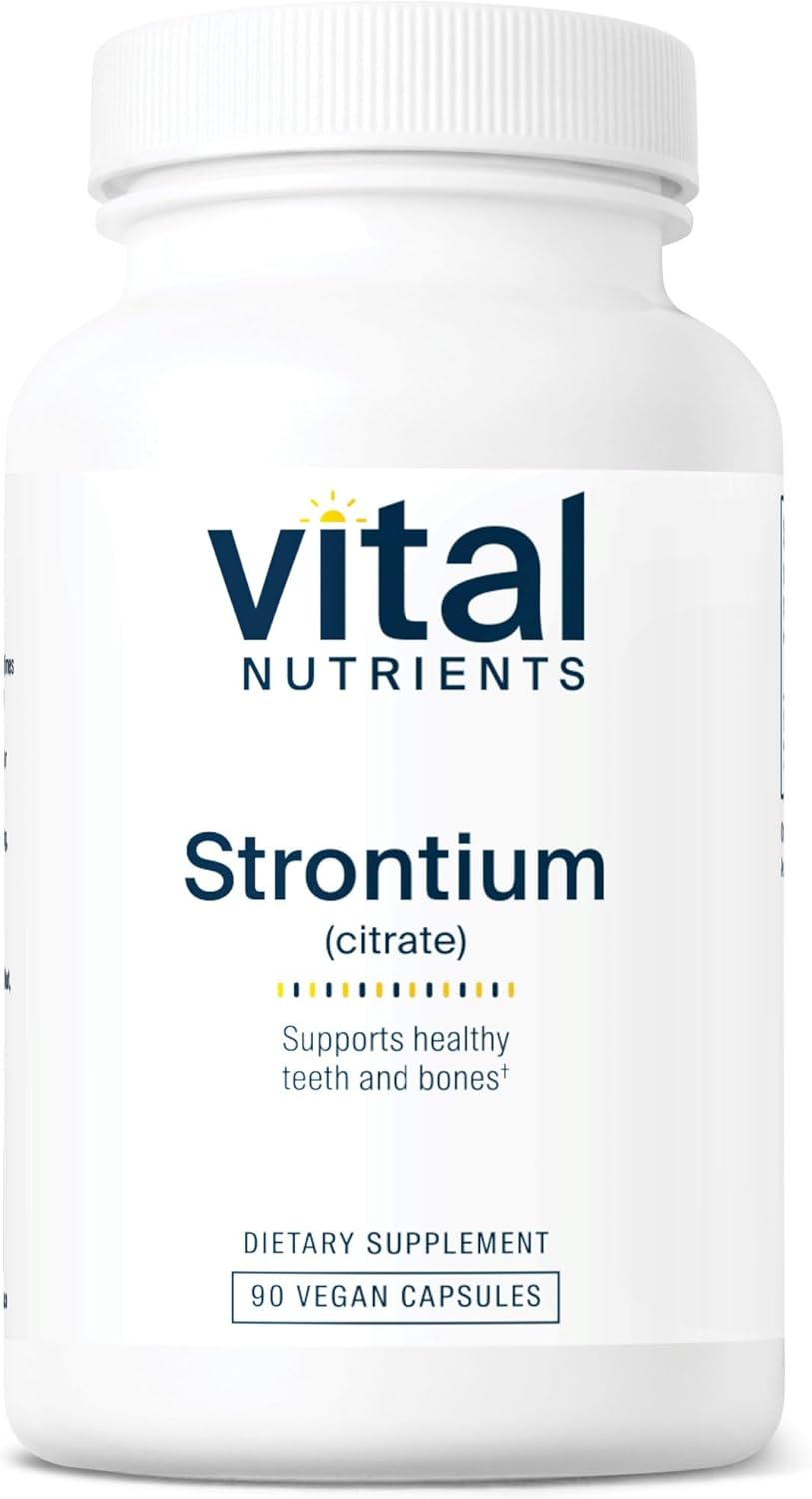 Vital Nutrients Strontium Citrate | Vegan Bone Strength Supplements | 227mg Strontium Citrate for Bone Health and Healthy Teeth | Gluten, Dairy, Soy Free | Non-GMO | 90 Capsules