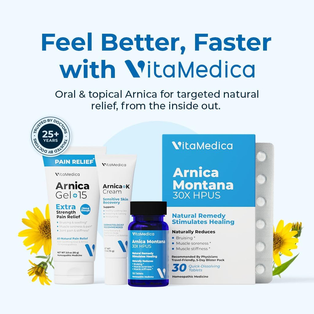 Arnica Montana 30X HPUS, Clinical Grade, Quick Dissolve Tablets, Five-Day Recovery Pack for Pain and Bruise Relief After Surgery or Injury, Natural Healing, Gentle on the Stomach - 30 Count