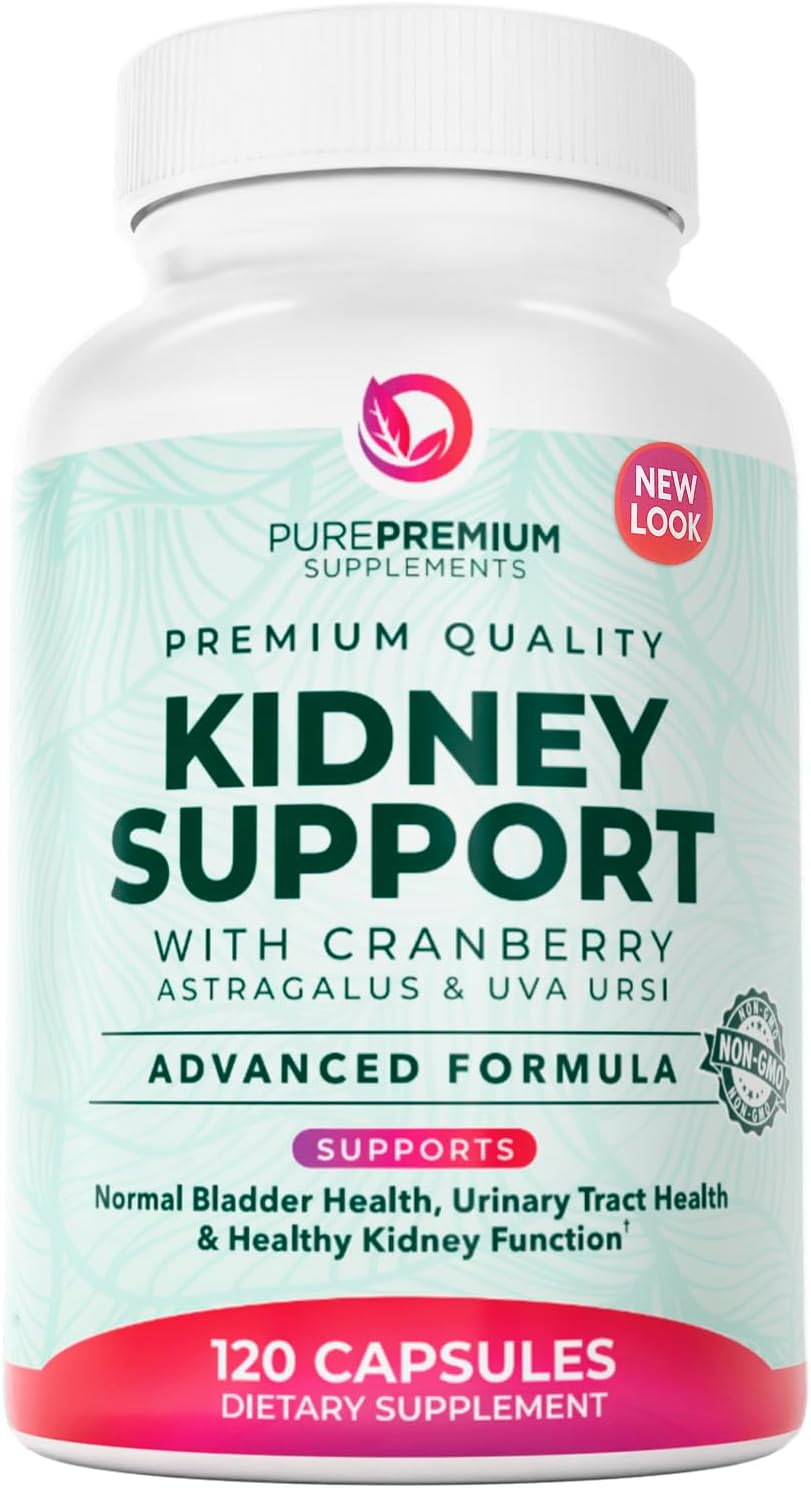 PurePremium Supplements Kidney Support Supplement for Men & Women - with Cranberry Extract for Urinary Tract, Normal Bladder Function & Supports Kidney's Health - 4 Months Supply - 120 Capsules
