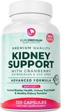 PurePremium Supplements Kidney Support Supplement for Men & Women - with Cranberry Extract for Urinary Tract, Normal Bladder Function & Supports Kidney's Health - 4 Months Supply - 120 Capsules